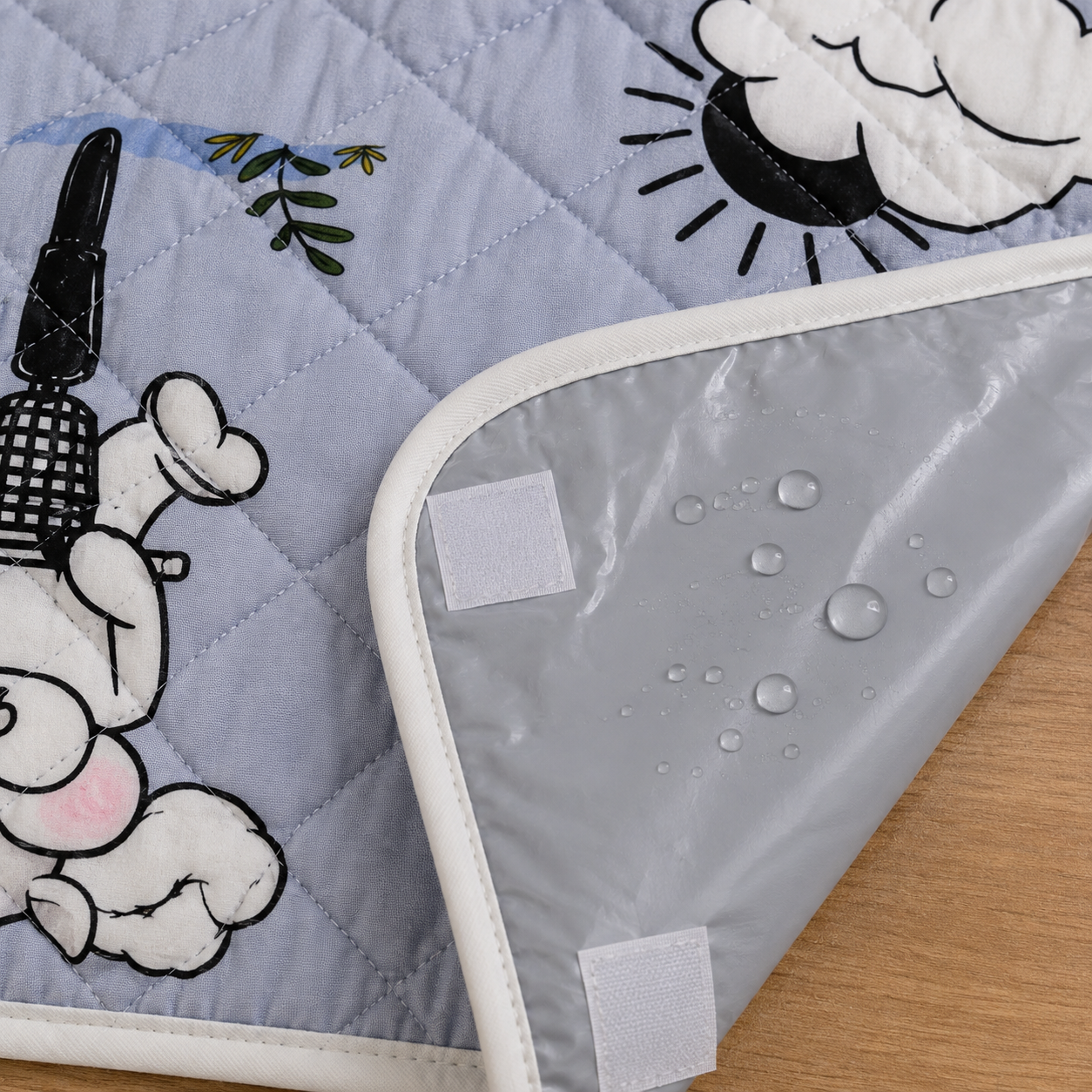 Cute Elephant Embroidered Quilted Baby Changing Mat