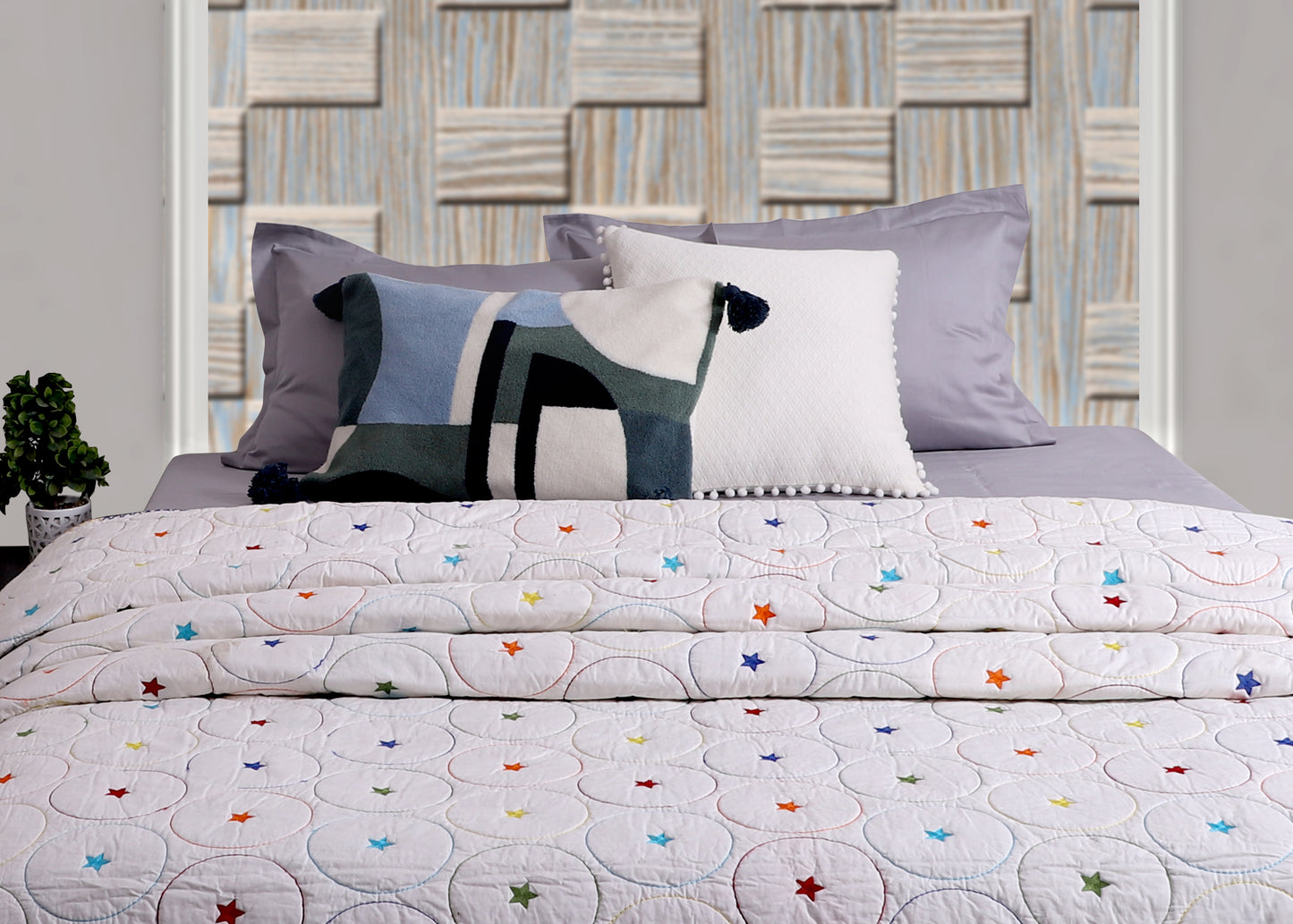 Rainbow Starburst Cotton Quilt Set