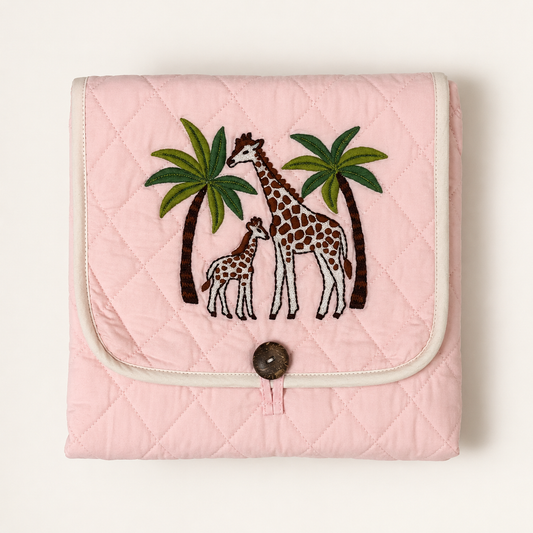Giraffe Embroidered Quilted Baby Changing Mat