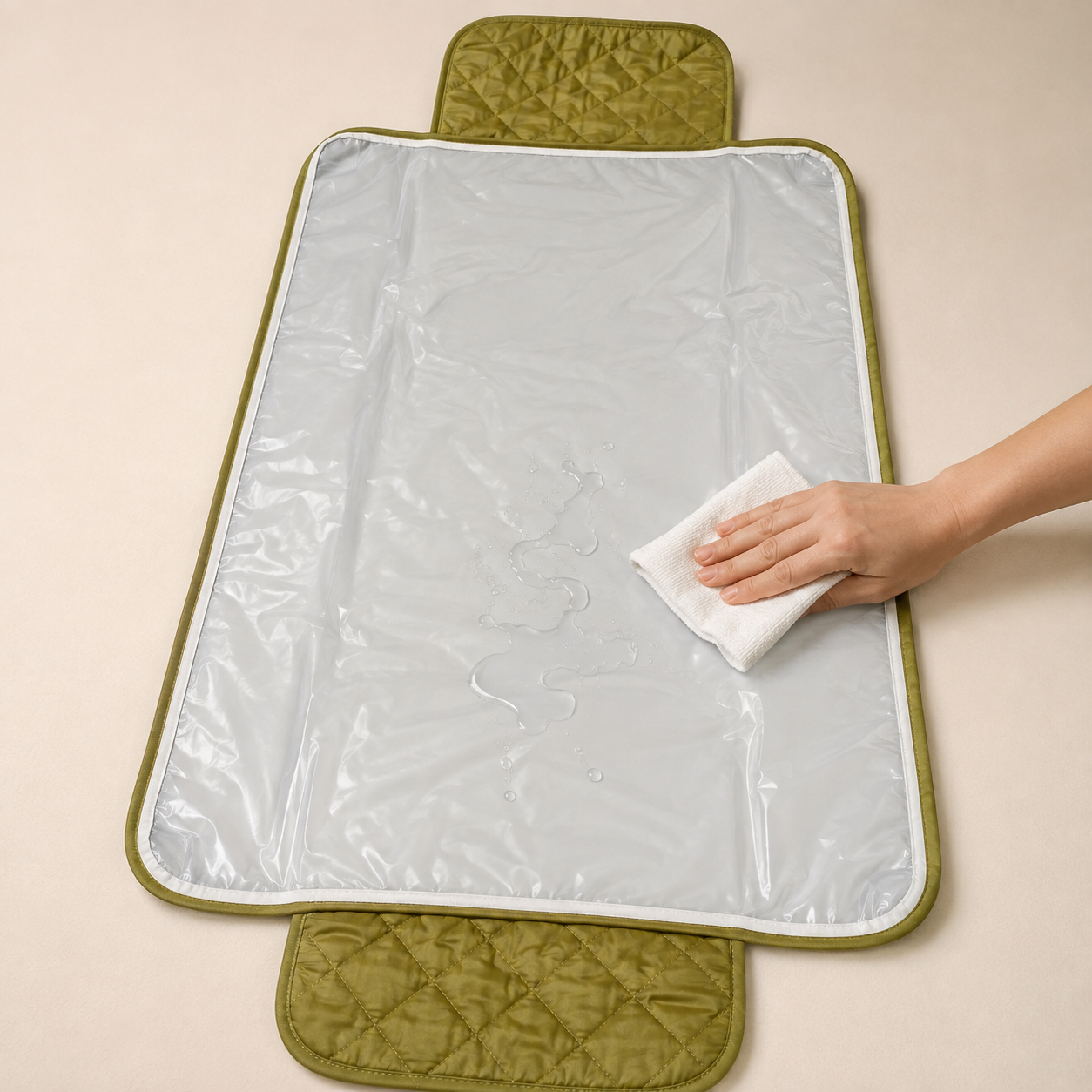 Dinosaur Embroidered Quilted Baby Changing Mat