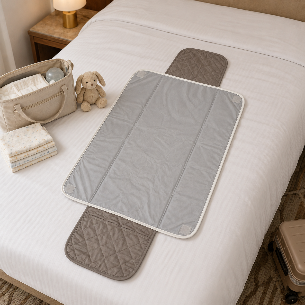 Ducks Embroidered Quilted Baby Changing Mat