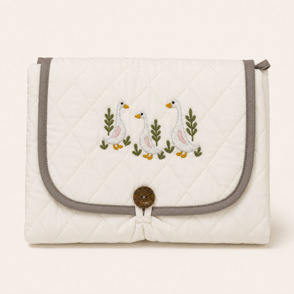 Ducks Embroidered Quilted Baby Changing Mat