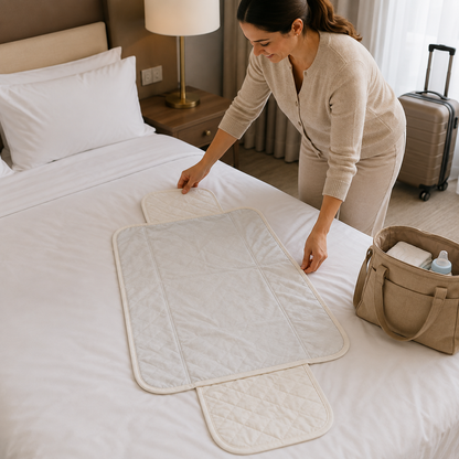 Stork Embroidered Quilted Baby Changing Mat