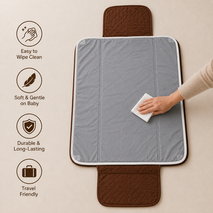 Floral Deer Embroidered Quilted Baby Changing Mat