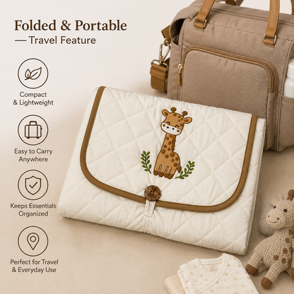 Giraffe Embroidered Quilted Baby Changing Mat