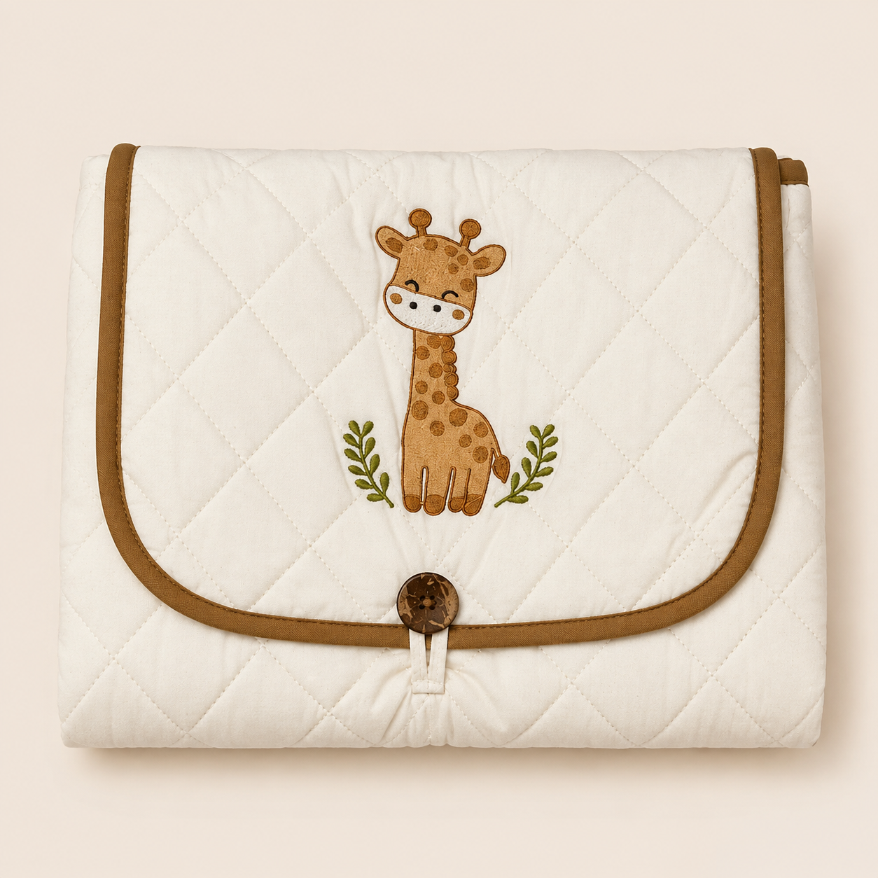 Giraffe Embroidered Quilted Baby Changing Mat