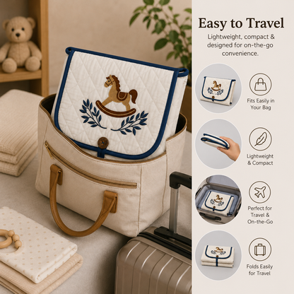 Rocking Horse Embroidered Quilted Baby Changing Mat