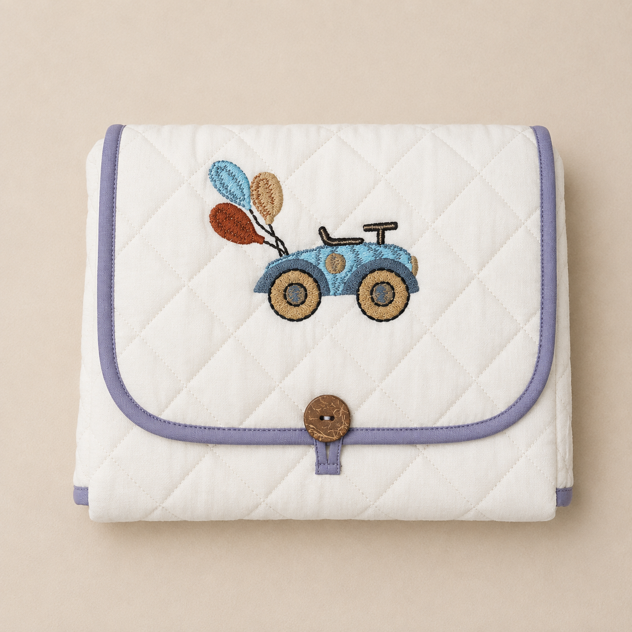 Retro Toy Embroidered Quilted Baby Changing Mat
