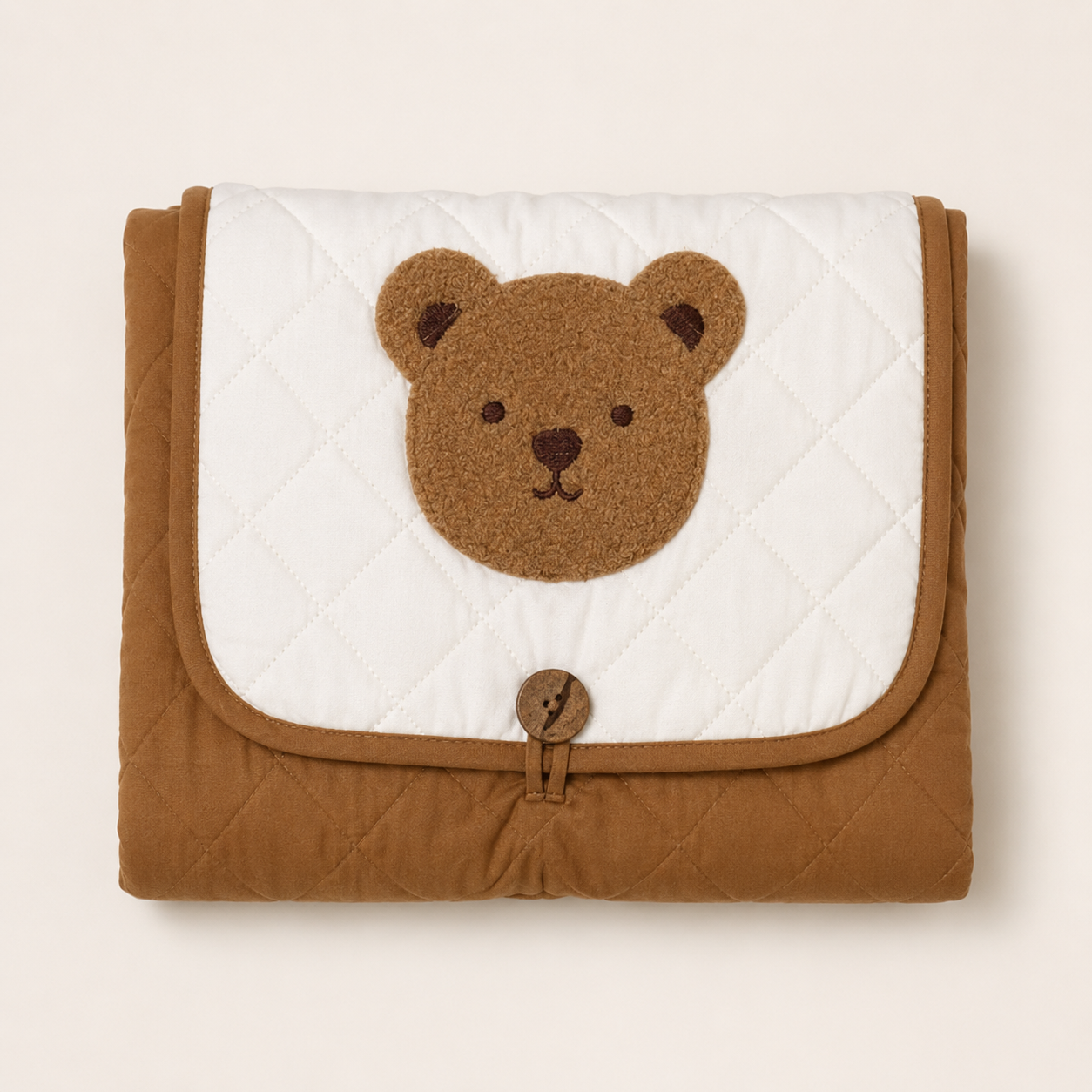 Teddy Embroidered Quilted Baby Changing Mat