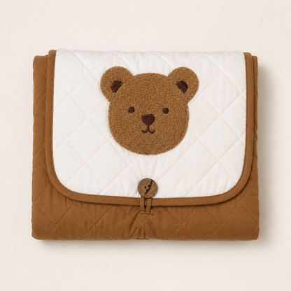 Teddy Embroidered Quilted Baby Changing Mat