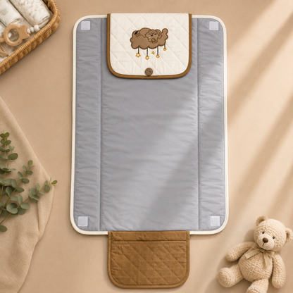 Elephant Cloud Embroidered Quilted Baby Changing Mat