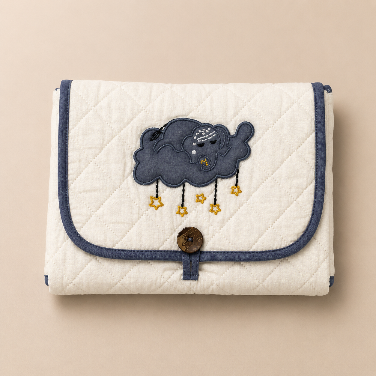 Elephant Cloud Embroidered Quilted Baby Changing Mat