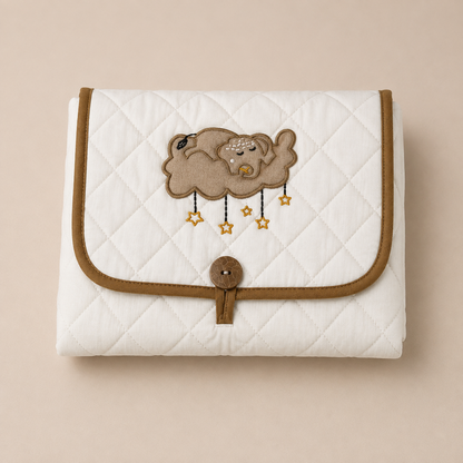 Elephant Cloud Embroidered Quilted Baby Changing Mat