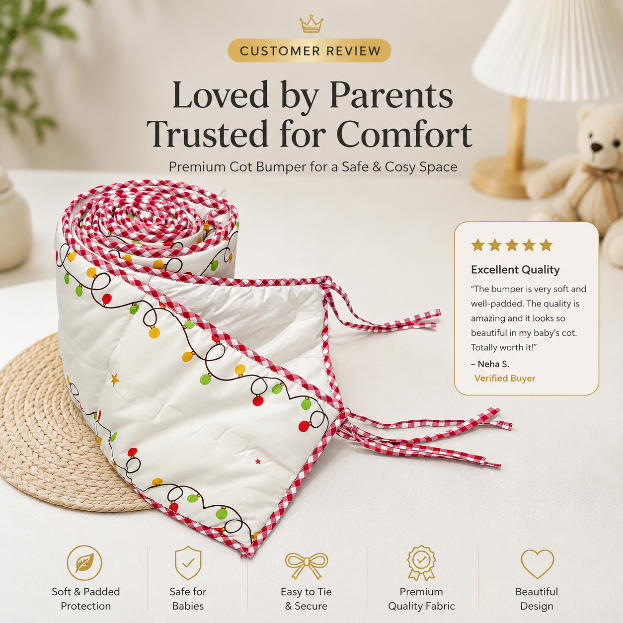 Soft Padded Baby Cot Bumper