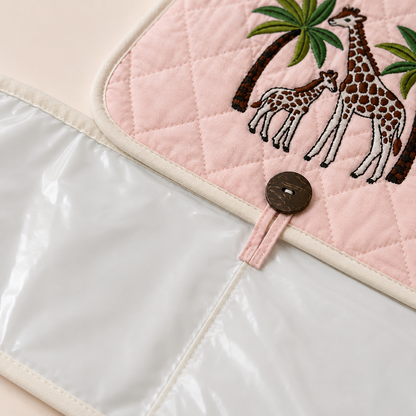 Giraffe Embroidered Quilted Baby Changing Mat