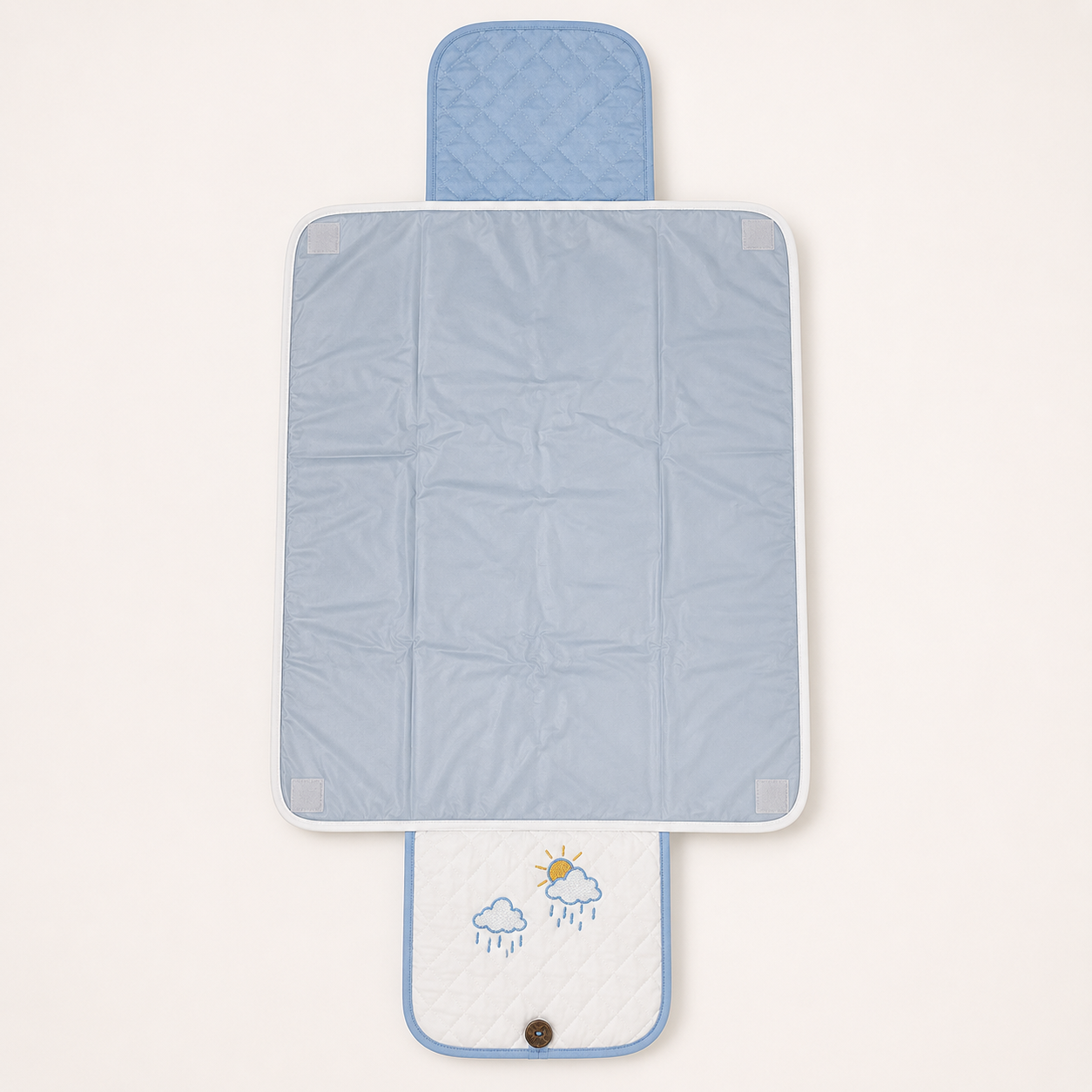 Cloud & Rain Embroidered Quilted Baby Changing Mat