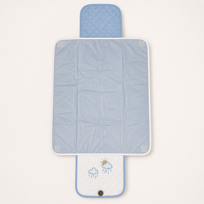 Cloud & Rain Embroidered Quilted Baby Changing Mat