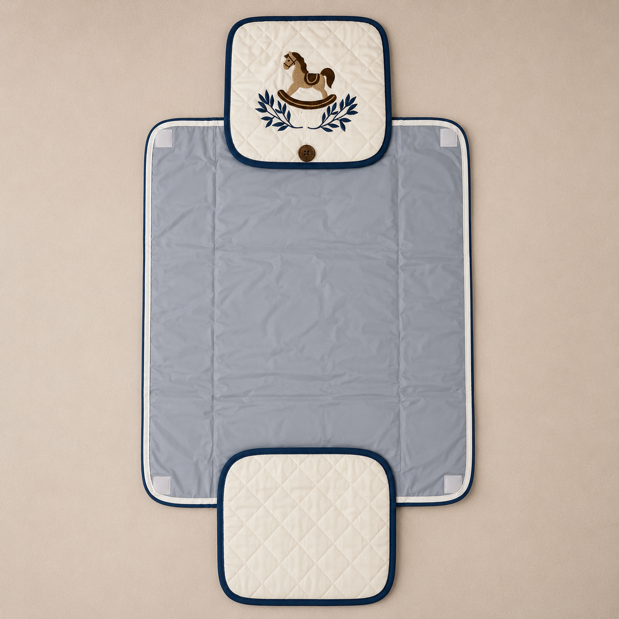 Rocking Horse Embroidered Quilted Baby Changing Mat
