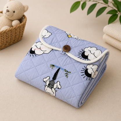 Cute Elephant Embroidered Quilted Baby Changing Mat