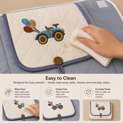Retro Toy Embroidered Quilted Baby Changing Mat