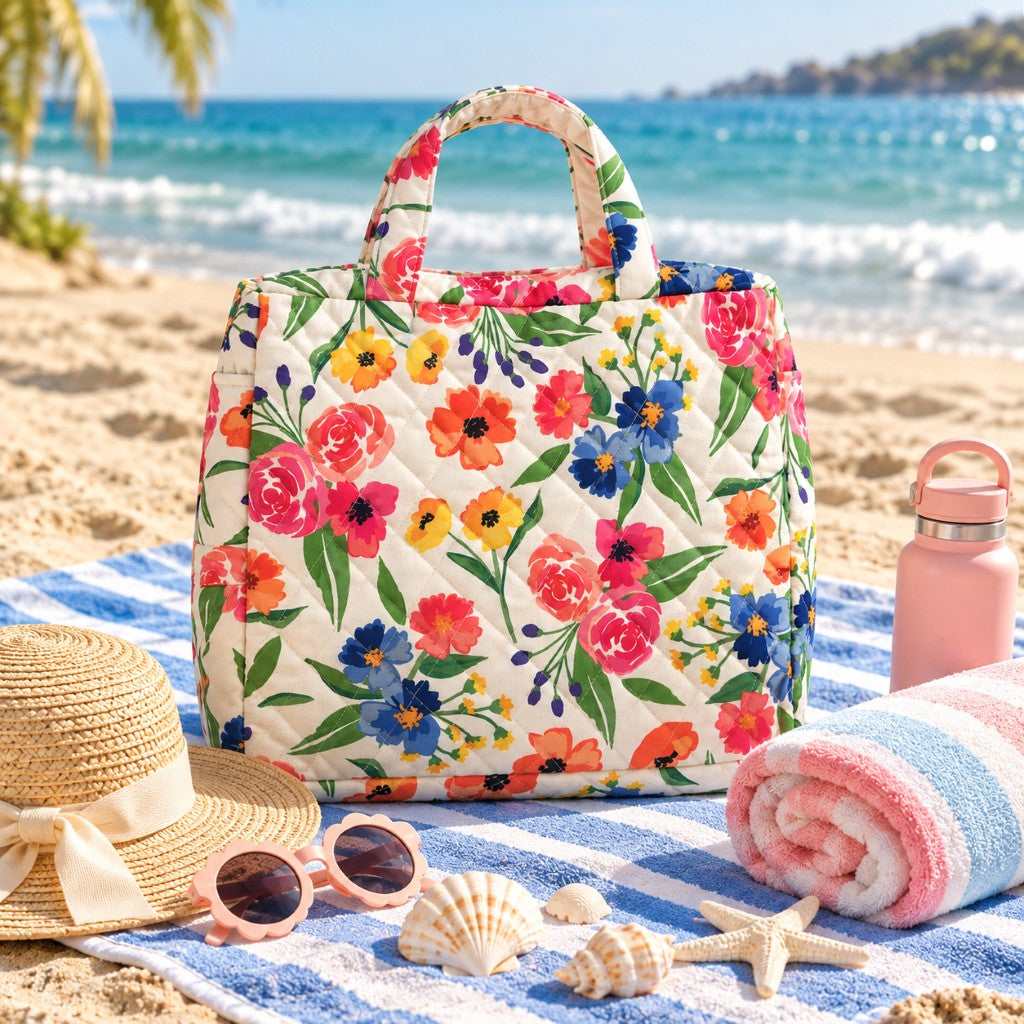 Multicolour Floral Quilted Tote Bag