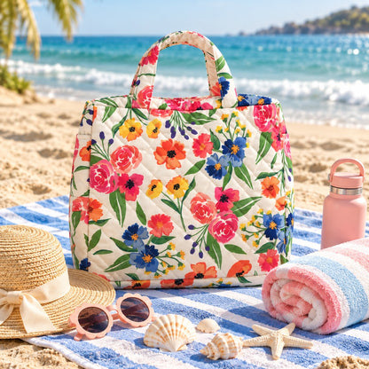 Multicolour Floral Quilted Tote Bag