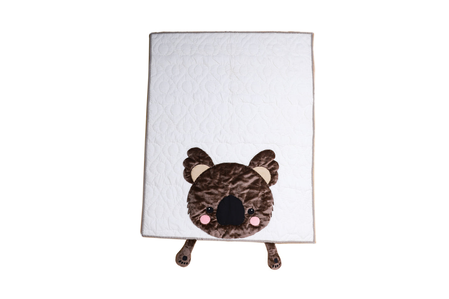 Blanket with a raccoon face design on a white background
