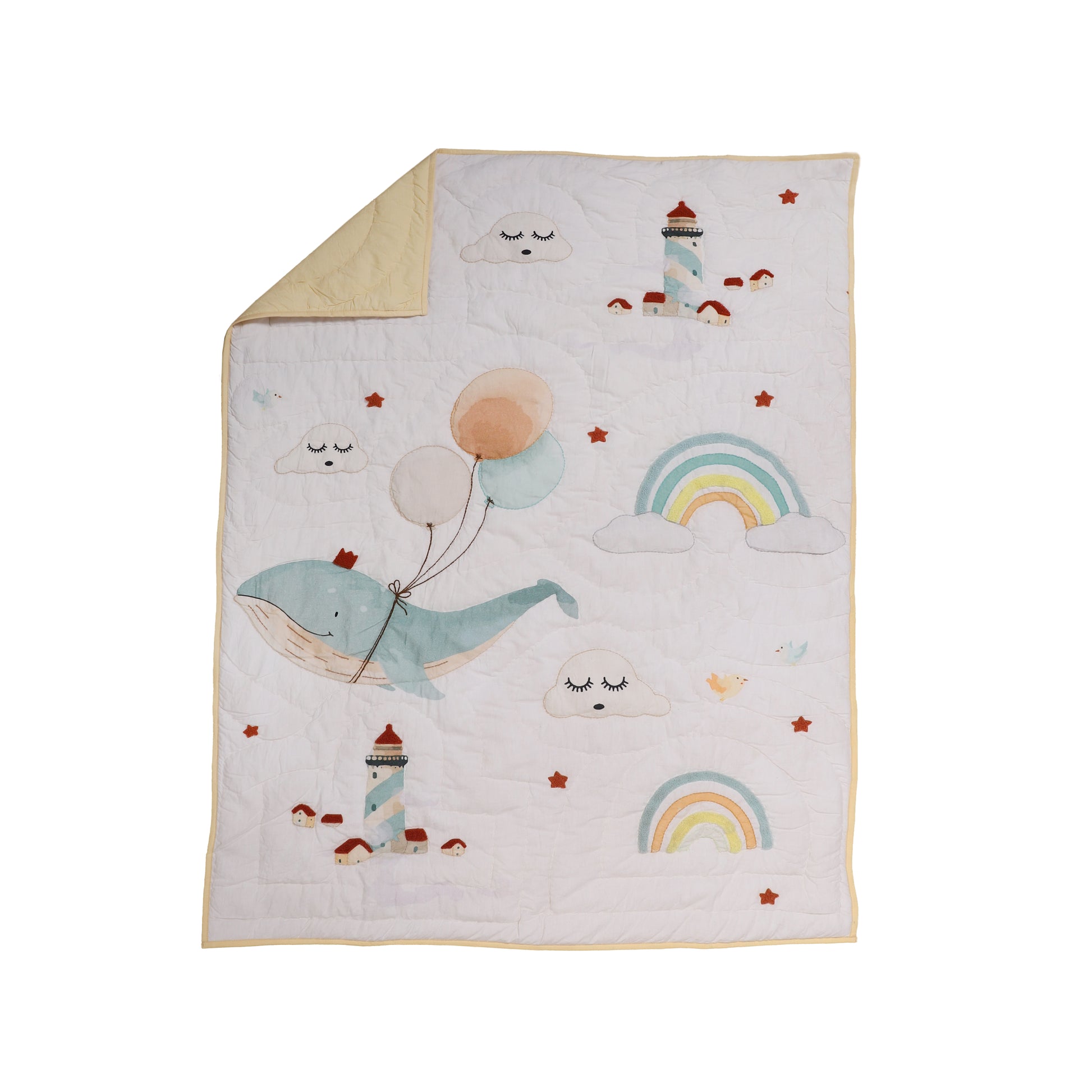 Children's blanket with cartoon characters on a white background