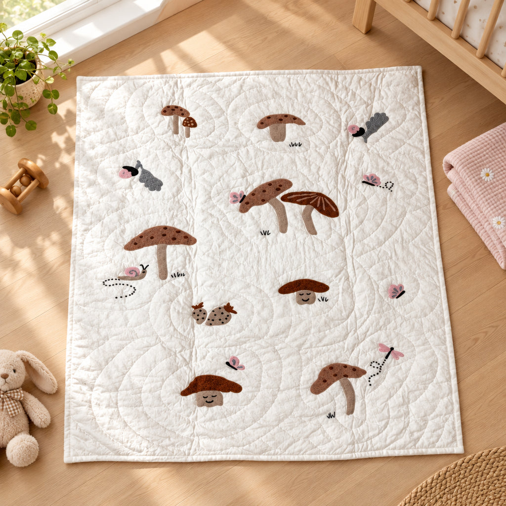 Mushroom Meadow Baby Quilt
