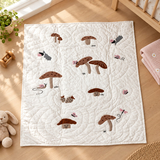 Mushroom Meadow Baby Quilt