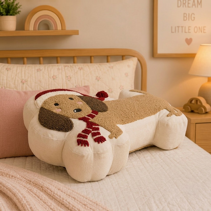 Christmas Dog Decorative Cushion – Festive Holiday Accent Pillow