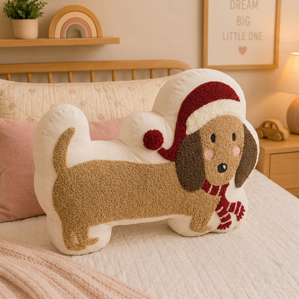 Christmas Dog Decorative Cushion – Festive Holiday Accent Pillow