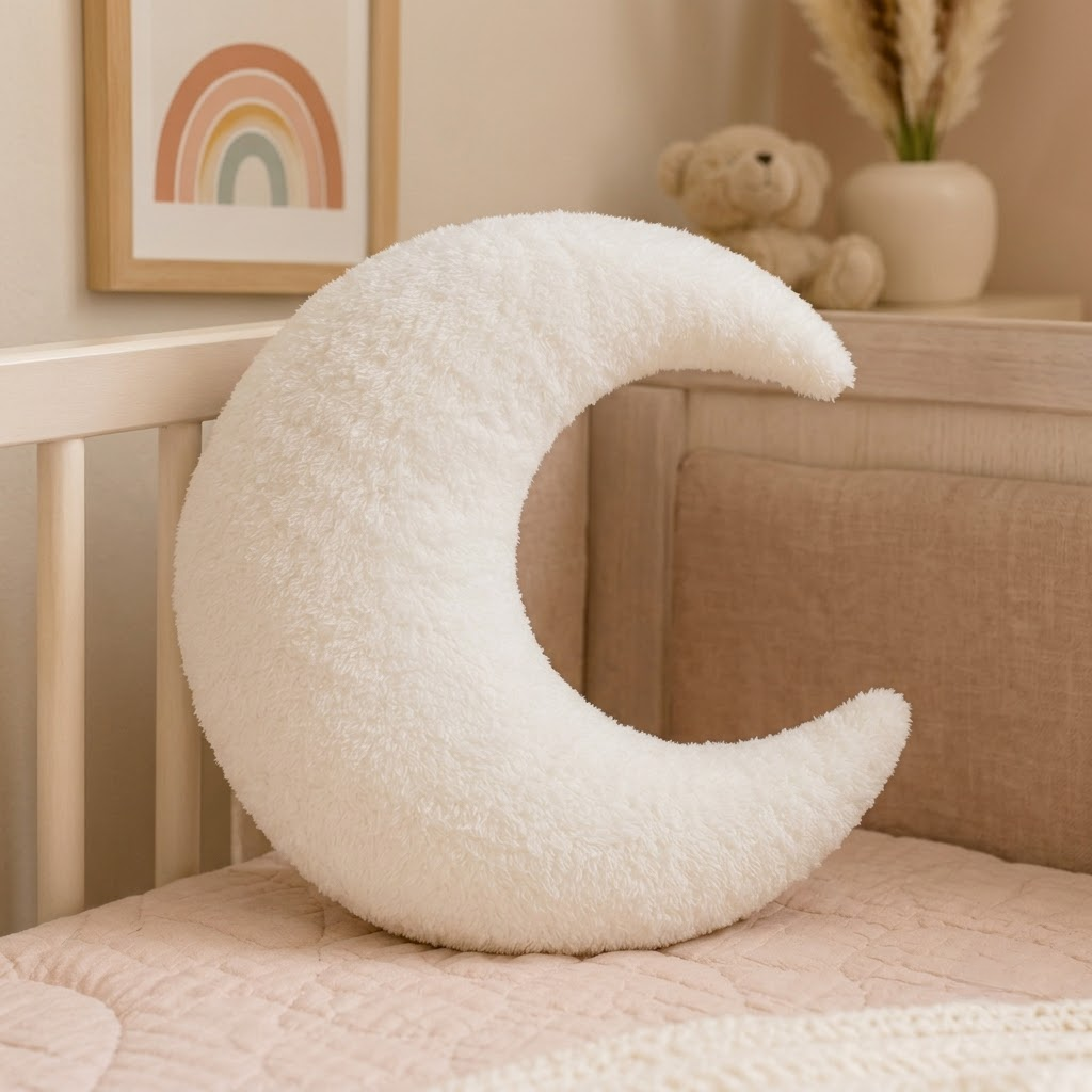 Moon Decorative Cushion – Cream Crescent Accent Pillow