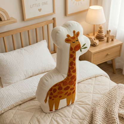 Giraffe Decorative Cushion – Orange & Cream Accent Pillow