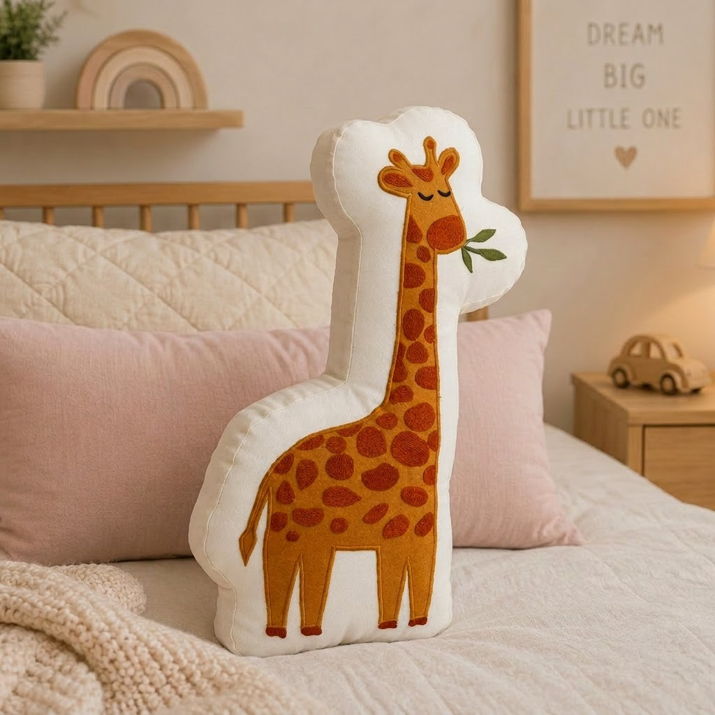 Giraffe Decorative Cushion – Orange & Cream Accent Pillow