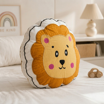 Bear Decorative Cushion – Orange & Mustard Accent Pillow