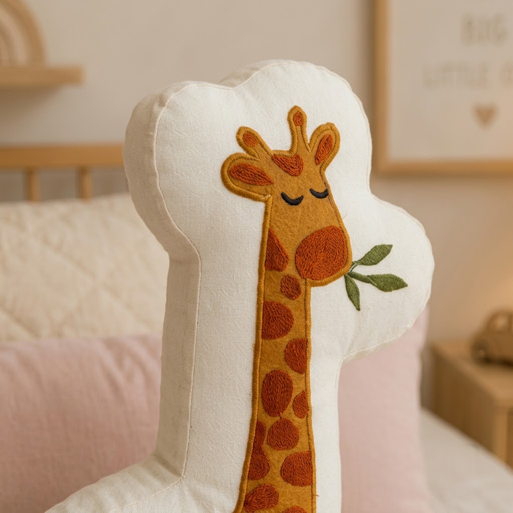 Giraffe Decorative Cushion – Orange & Cream Accent Pillow