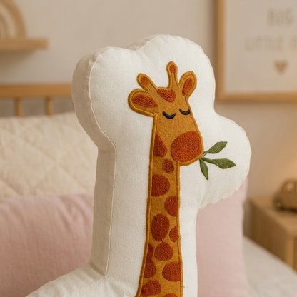 Giraffe Decorative Cushion – Orange & Cream Accent Pillow