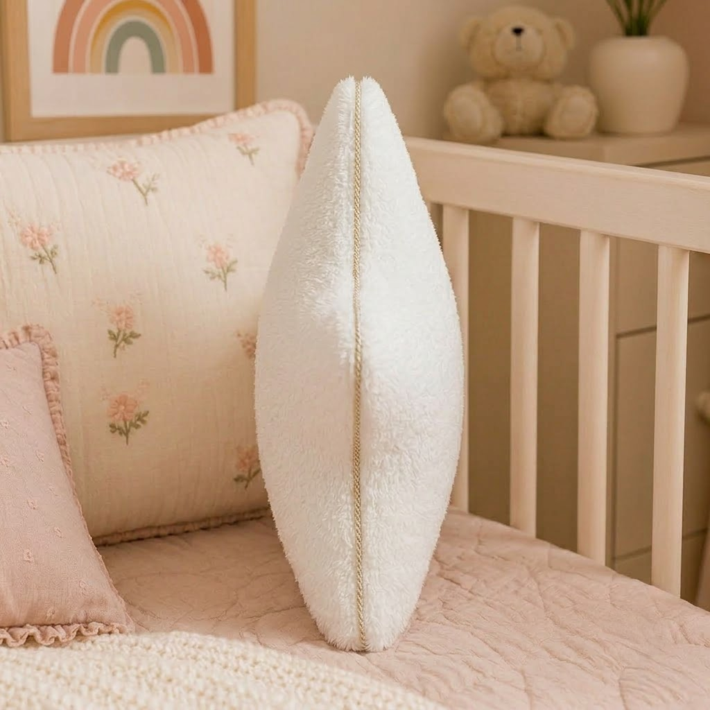 Star Decorative Cushion – White Plush Accent Pillow