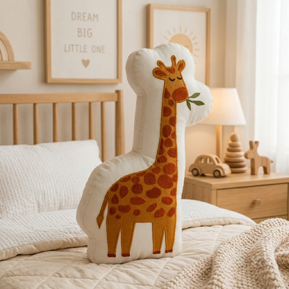 Giraffe Decorative Cushion – Orange & Cream Accent Pillow