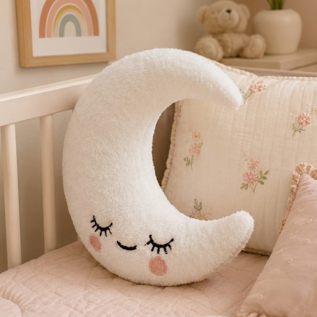 Moon Decorative Cushion – Cream Crescent Accent Pillow