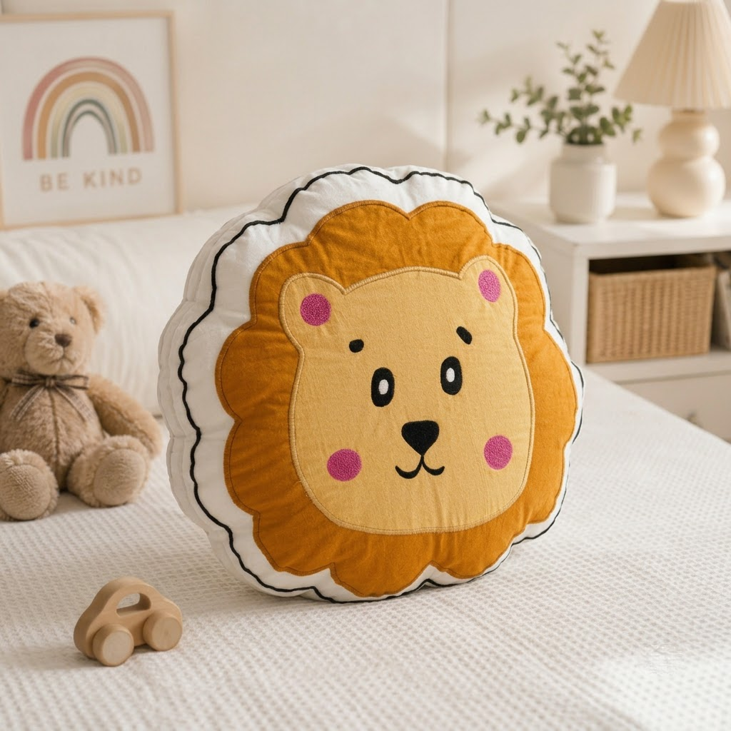 Bear Decorative Cushion – Orange & Mustard Accent Pillow