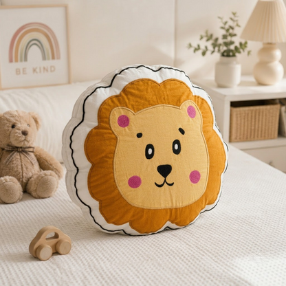 Bear Decorative Cushion – Orange & Mustard Accent Pillow