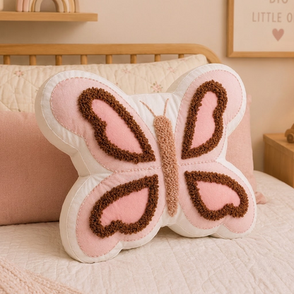 Butterfly Decorative Cushion – Pink & Beige Home Decor