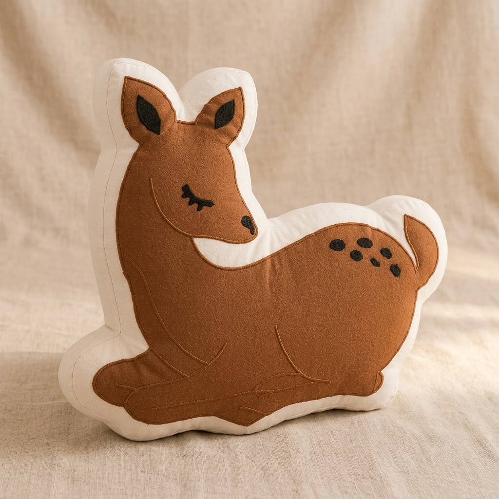 Deer Decorative Cushion – Brown & Cream Accent Pillow